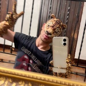 Leopard print long opera gloves